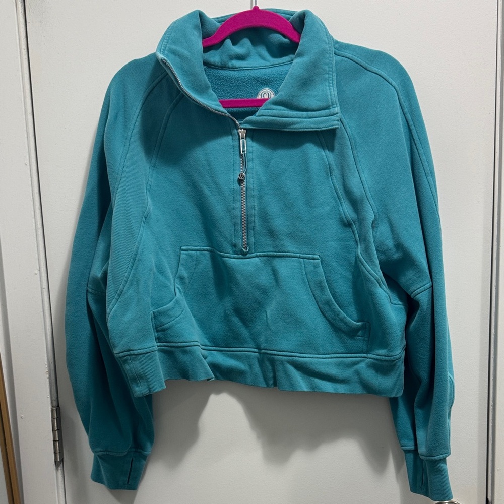 lululemon athletica Turquoise Half-Zip Cropped Hoodie